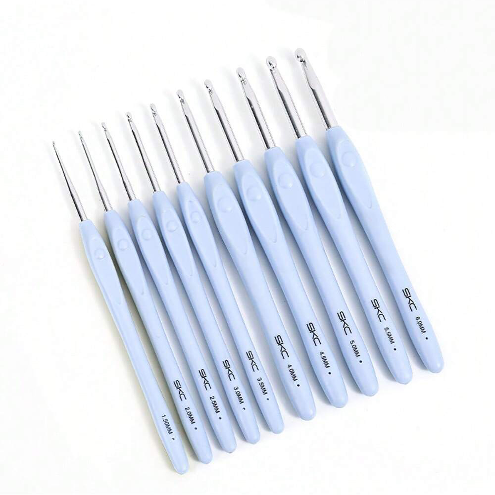10 Uds. Gancho de aluminio con mango suave, ganchos de ganchillo SKC, puntadas, agujas de tejer, herramienta artesanal para tejer a mano, accesorios de costura DIY