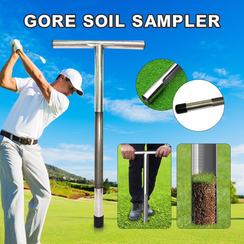 Soil Sampler Probe 21inch Stainless Steel Tubular T-Handle Style Golf Field Sampling Earth Turf Lawn Garden Maintenance Tool