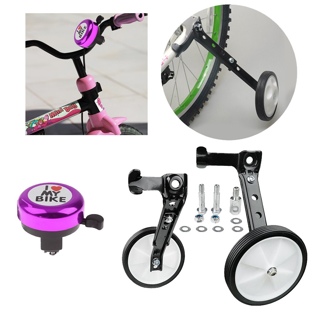 Steel Child Bike Training Wheel Stabilisers 16~24" Secure Wheel Bell