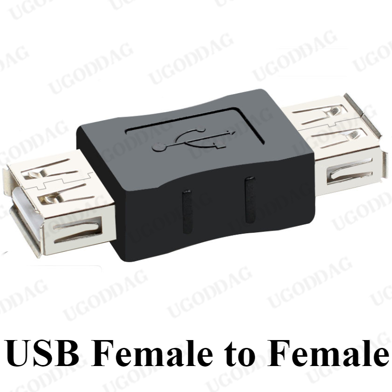 USB2.0 AM mannelijk naar AF vrouwelijk adapter USB mannelijk naar mannelijk adapter verlengkop USB vrouwelijk naar vrouwelijk conversiekabel: Black