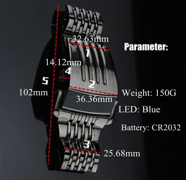 Led Digitale Horloges Mannen Sport Horloges Zwarte Rvs Elektronische Horloges Mode Led Grote Horloges