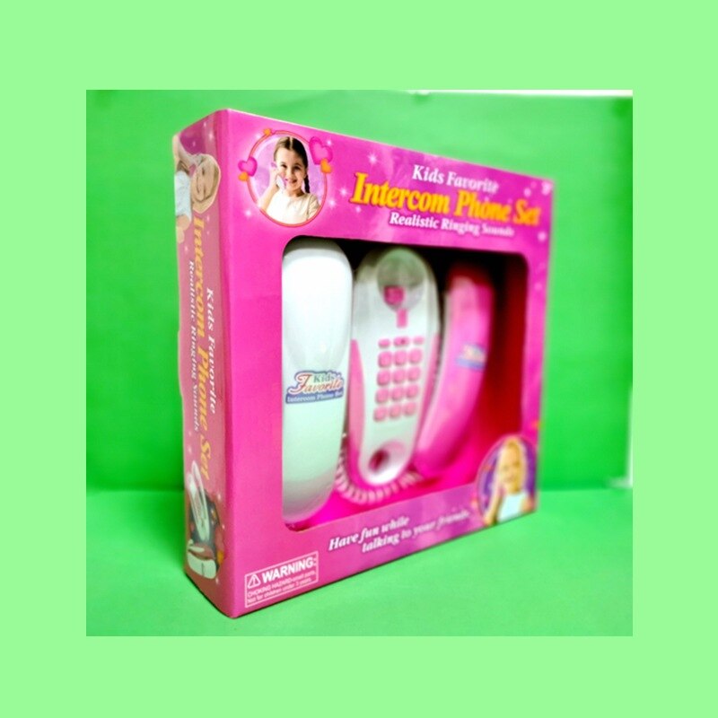 Children Pretend Play Intercom Telephone Toy Simulation Telephone Toy With Real Ringing Sounds Kids Birthdaty - Pink