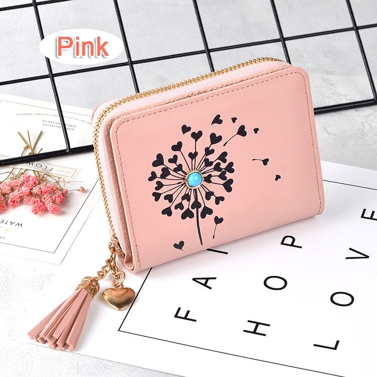 Women Wallets Brand Candy Colors Lady Purses Flower Clutch Zipper Coin Purse Wallet Cards ID Bag Woman Moneybag: 2 pink