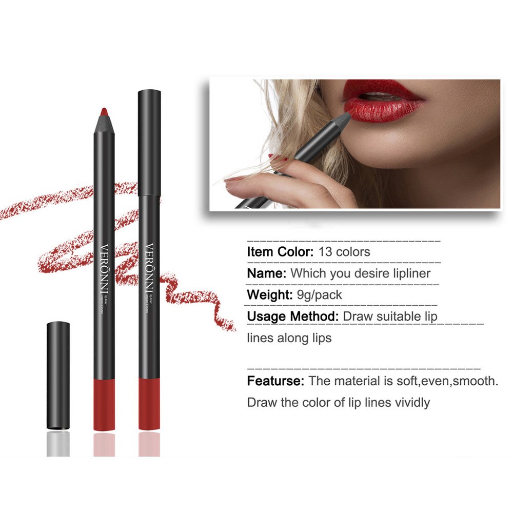 FRESHME Multi-functional Lipliner Pencil Long Lasting Waterproof Lip Cosmetic Makeup Colorful Lip Liner Pens Set