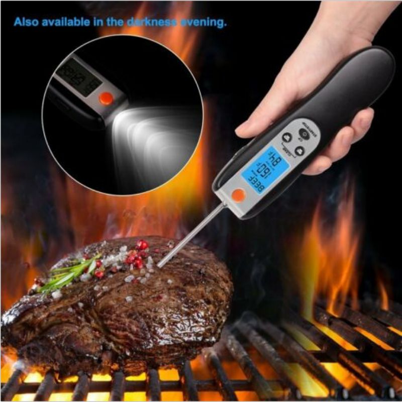 Outdoor Roestvrij BBQ Thermometer Barbecue Grill Keuken Voedsel Thermometer Opvouwbare Draagbare Timer (zonder Batterij) #
