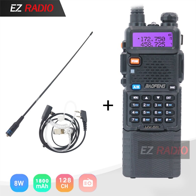 Upgrade 8W Baofeng UV-5R 3800mAh Walkie Talkie 10 KM Tri Power Dual Band Boafeng UV 5R Ham Radio UHF VHF UV5R UV-82 UV 9R Plus: add 771-Air Headset