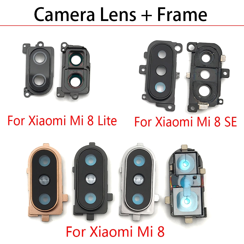 Back Rear Camera Glas Lens Cover Met Frame Houder Met Sticker Voor Xiaomi Mi8 Mi 8 Se Lite 8Se/mi 10 Lite Vervangende Onderdelen