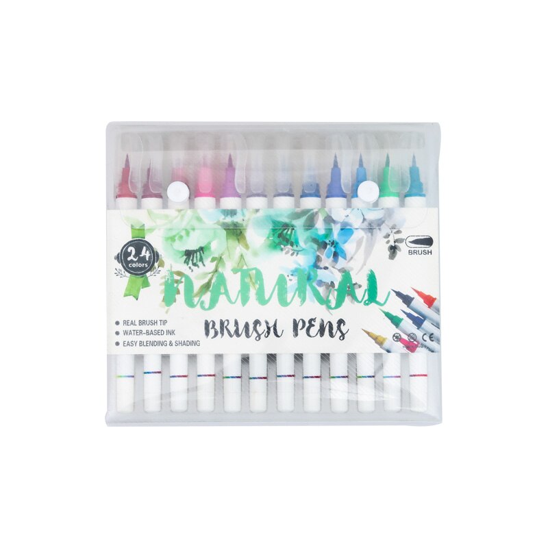 100/120 farver dobbelt spids kunst tuscher pen kalligrafi akvarel pensel pen sæt til voksen malebøger bullet journal: 24ls farver