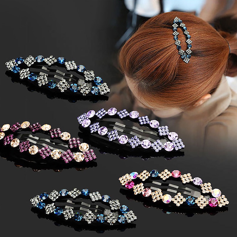 Moda kobiety błyszczący kryształ górski spinki Barrettes dziewczyna śliczne geometryczne spinki do włosów koraliki Hairgrip akcesoria do włosów