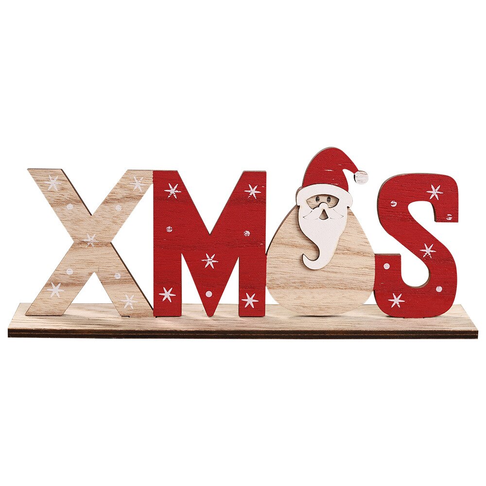nueva letras de madera decoraciones de Navidad de piezas de madera DIY adornos tres dimensiones ronda casera de la Mesa: STYLE 1