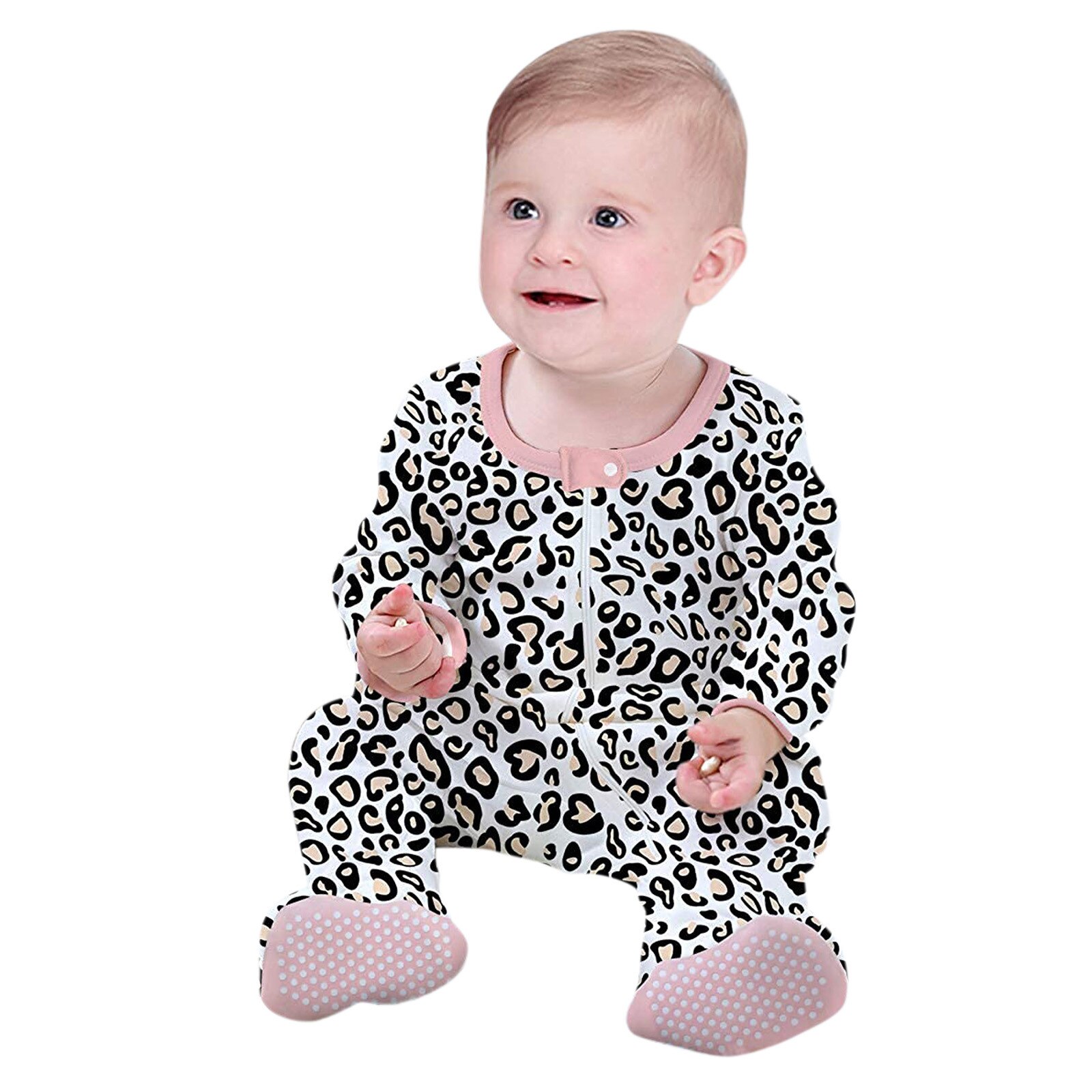 Baby Kleinkind Kleidung Kleinkind Baby Jungen Mädchen Leopard drucken Schlafanzug Schlaf Postleitzahl Trittspielanzug Gesamt Bebek Giyim Kleidung