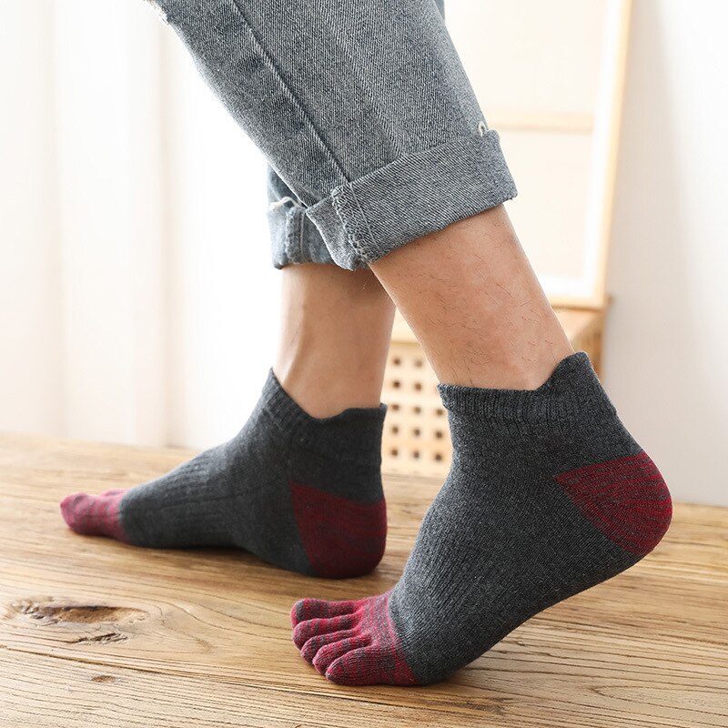 Kleurrijke Katoen Vijf Vingers Sokken Man Sport Compressie Ademend Jong Casual Mode Reizen Sokken Met Tenen Calcetines: Donkergrijs