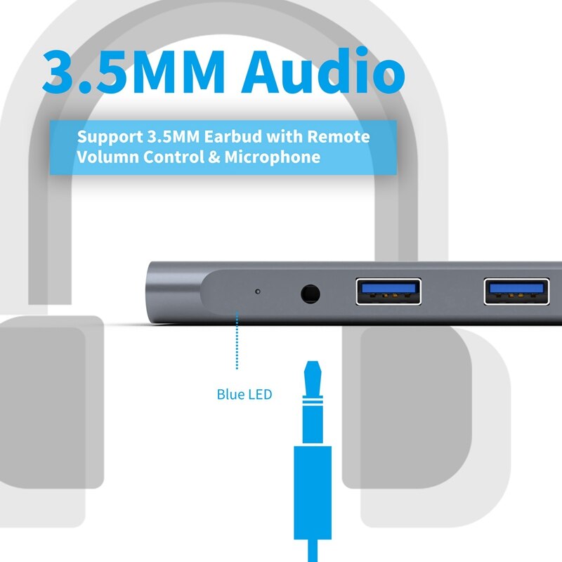 5 In 1 Type C Hub Naar Hdmi 4K Usb 3.0 2.0 USB-C Pd 60W Opladen Audio Voor pro/Air Samsung Met Usb C Laptop
