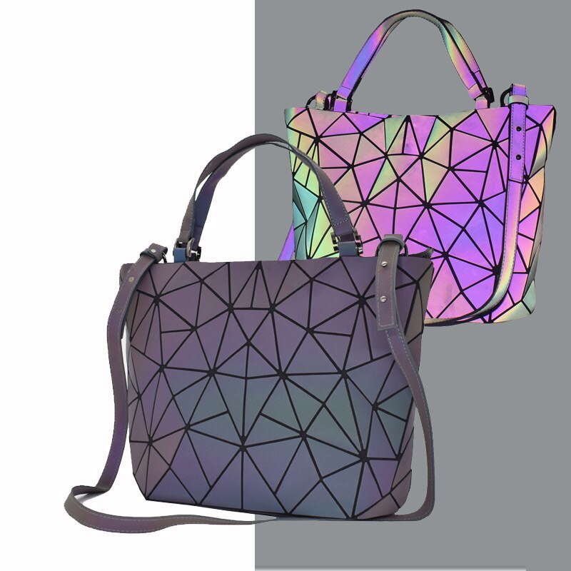 Sacs à main géométriques lumineux pour femmes, sacs à bandoulière pliables, sacs à bandoulière multicolores, sac fourre-tout avec veilleuse: Gris lumineux