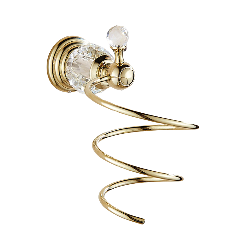 Luxury Gold Polished Brass Bathroom Accessories Set - Wall-Mounted Crystal Bath Hardware Collection: Red