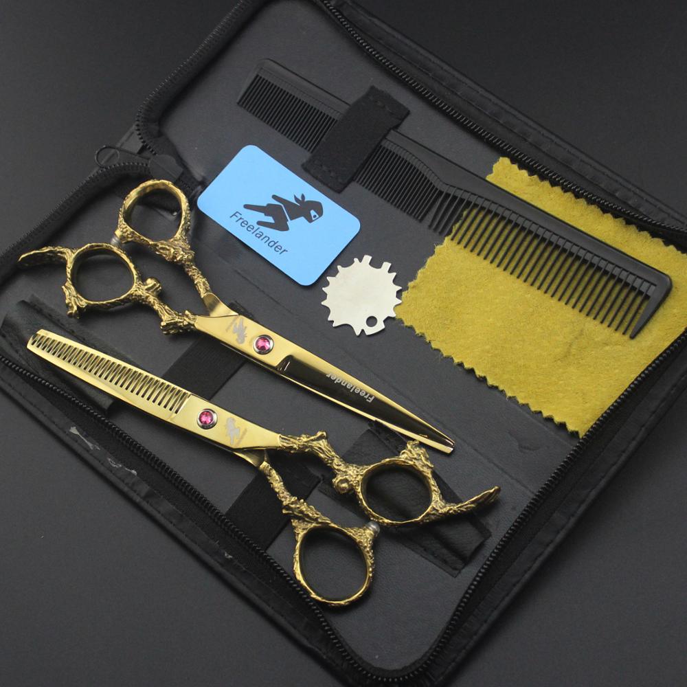 6 "Master Series Gouden Kleur Haar Schaar Set Haar Knippen Schaar En Dunner Schaar Draak Handvat Decoratie Kapper Scharen