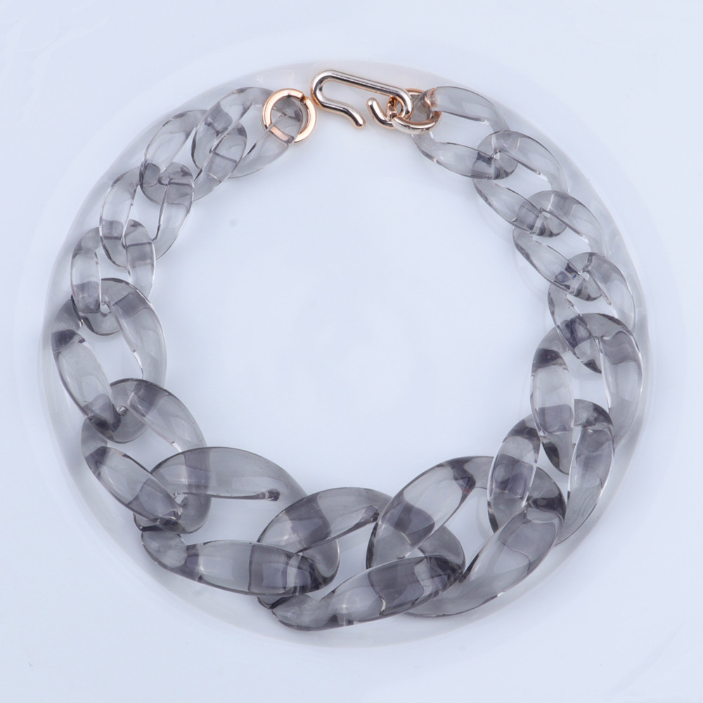 Statement Transparent Neon Green Acrylic Big Chain Choker Pendant Necklace For Women Collar Long Chain Necklaces Jewelry: grey