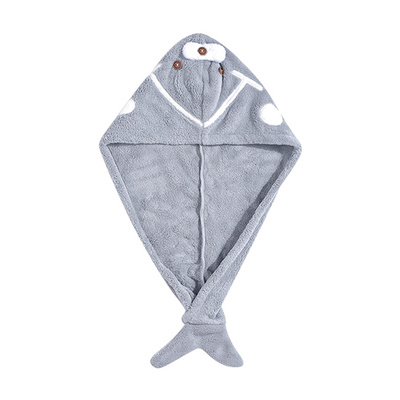 Vanzlife coral velvet droog haarkap, dikke handdoek voor droog haar, absorberende hoed, super snel drogende handdoek voor droog haar: Lichtgrijs