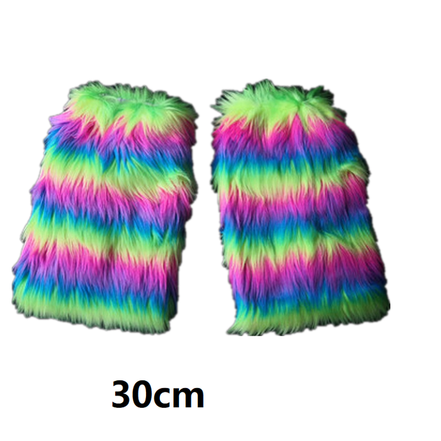 Harajuku japanilainen tyttö söpö sateenkaari pörröinen säärenlämmittimet sukat naisten talvi lämmin polvi korkea joustava jalkapeite katuvaatteet: 30