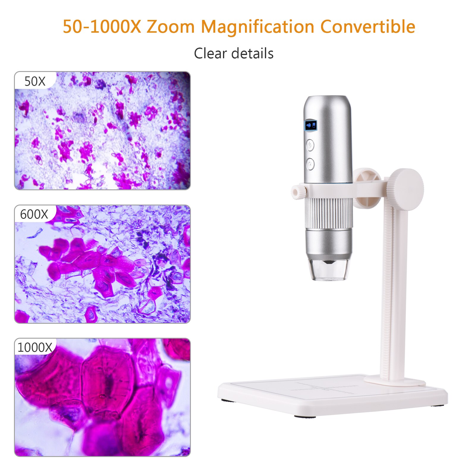 1000X Handheld Digital Electronic Microscope Portable Mini Magnifier for Phone Laptop Desktop Insect Skin Plant Observation