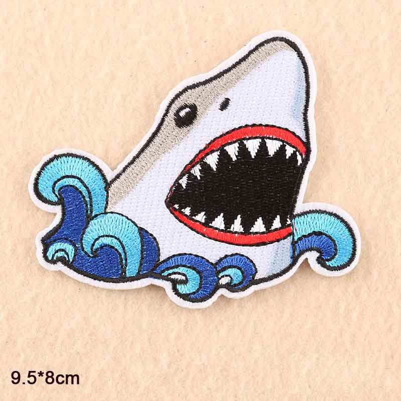 Shark Papegaai Kreeft Ijzer Op Geborduurde Kleding Patches Voor Kleding Stickers Kledingstuk