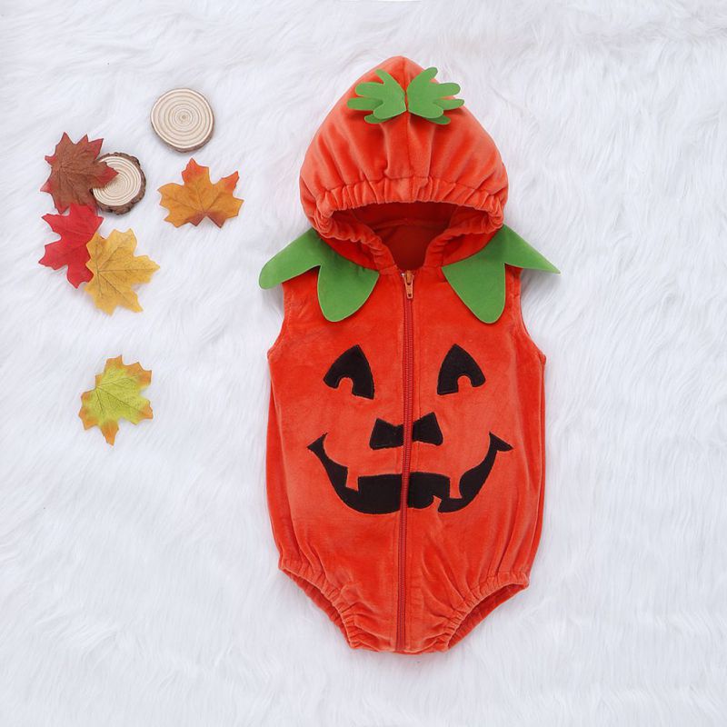 GNew Infant Kids Baby Meisje Jongen Halloween Vest Capuchon Rits Jas Vest Jas Warm Uitloper Leuke Pompoen Kleding 0- 2T