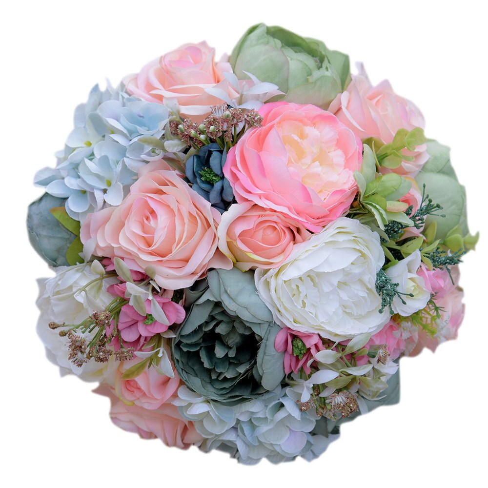Kyunovia vacker bukett bröllop blommor land bukett brudtärna buketter rosor hortensia brudbukett 2 stil  gc37