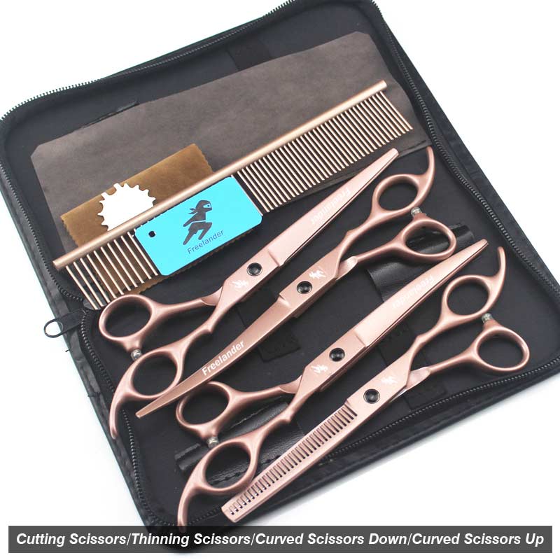 Hairdressing Scissors 7 Inch Gold Hair Salon Hair accessories Hair Set hairdressing shears: Set 3