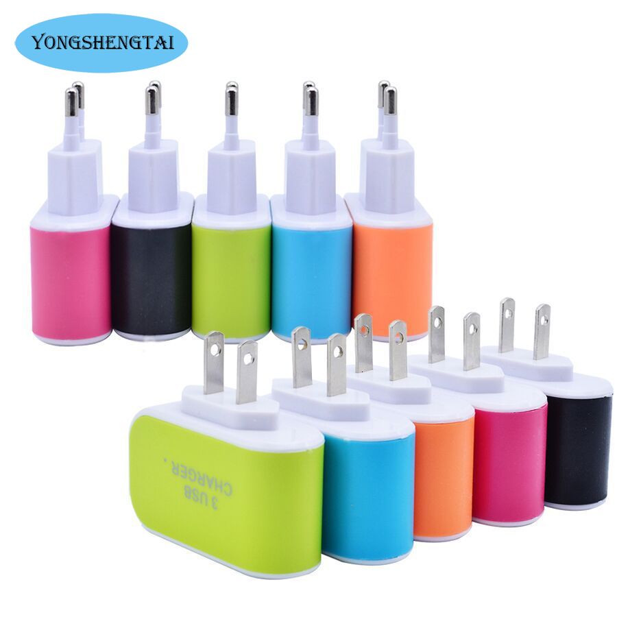 3 anschlüsse, 3.1a dreifach-usb-anschlüsse, netzteil für zuhause und reisen, us-/eu-stecker, handy-ladegerät