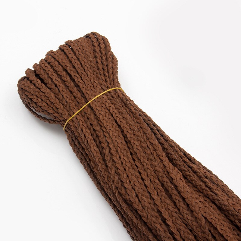 Cuerda trenzada de cuero de terciopelo para manualidades, cuerda de 5mm x 3 yardas para pulsera artesanal, collar, cadena de joyería, accesorios de decoración: Café