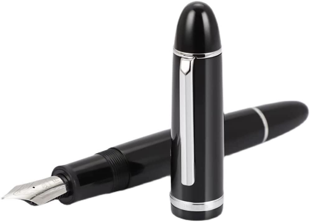 Jinhao X159 #8 Extra Fine / Fine / Medium Nib Fountain Pen, Black Acrylic Big Size Writing Pen: WHITE / M