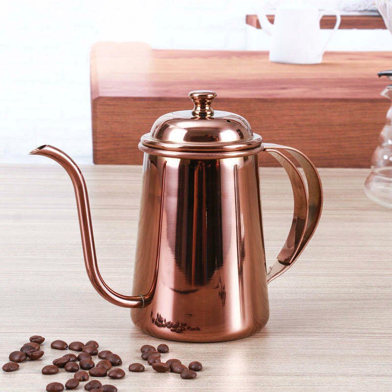 Kaffekanneverktøy håndstansekar 650ml tykk 304 rustfritt stål drypp kaffekanne egnet til bruk med  v60 kaffesett