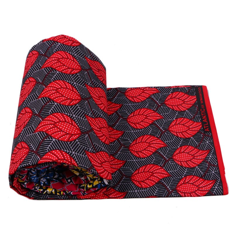 6 Yards Red Ankara African Real Wax Fabric Real Wax Fabric Material Pure Polyester Printed Wax Fabric Material
