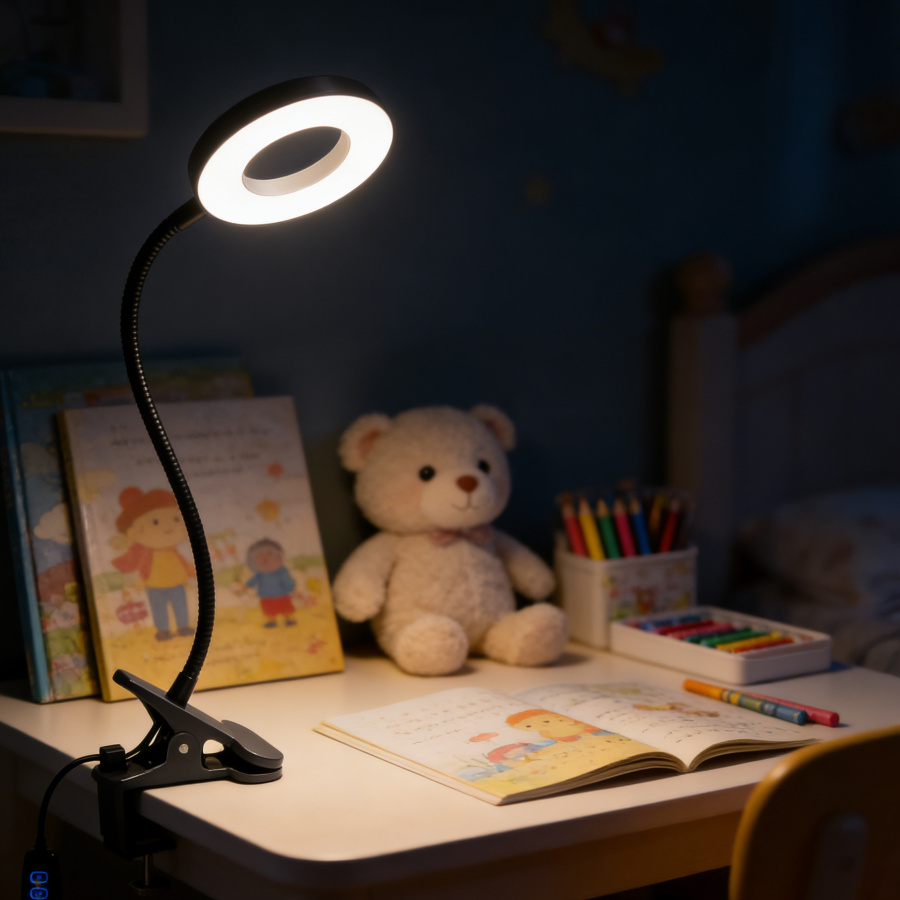 1pc led clip-on bureaulamp met , 10 dimstanden, oogvriendelijke leeslamp, flexibele zwanenhals met usb-aansluiting, nachtlampje voor slaapkamer en kantoor
