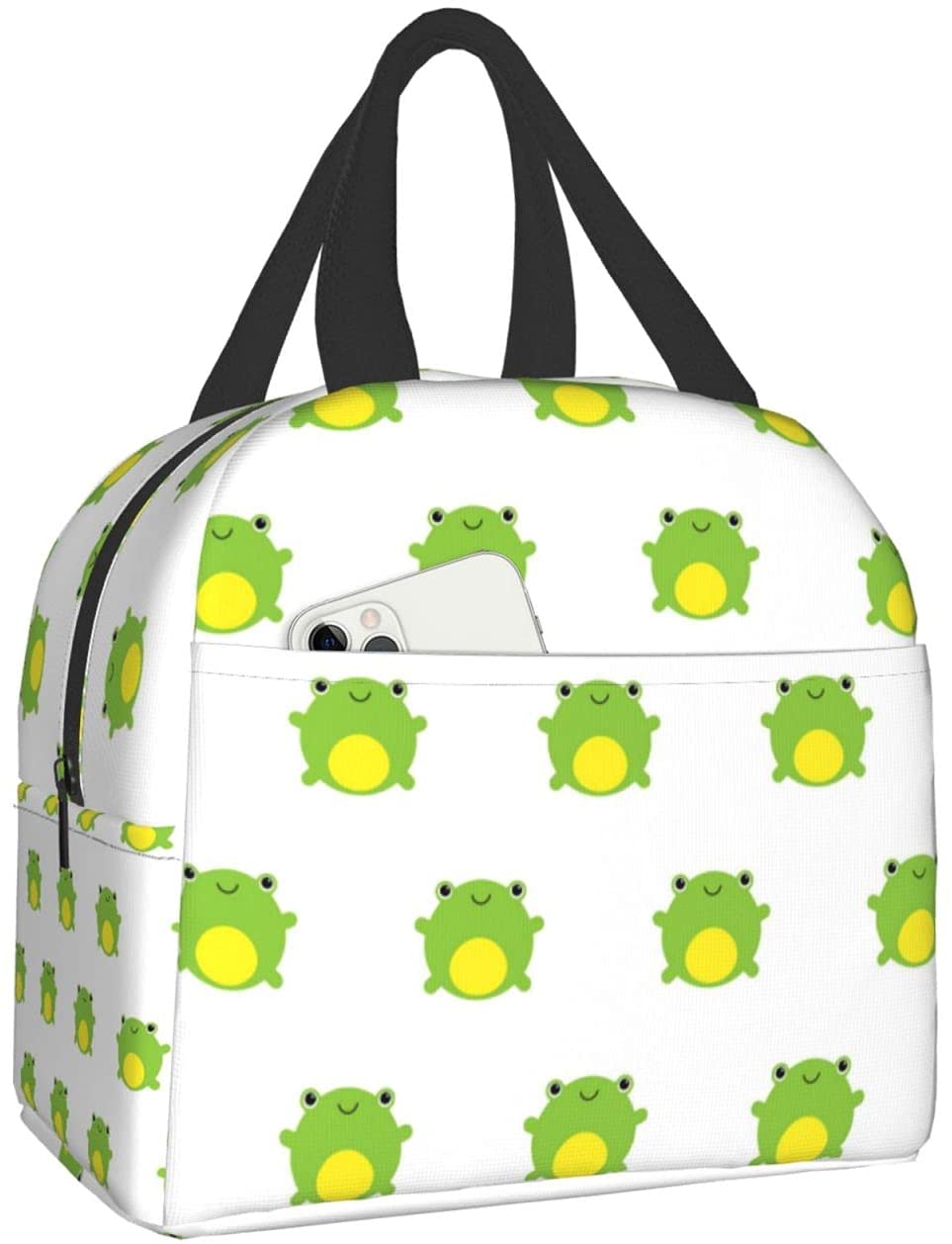 Funny Cute Frog Animal Lunch Bag Travel Box Work Bento Cooler Reusable Tote Picnic Boxes Insulated Shopping Bags for Women Men: GRAY