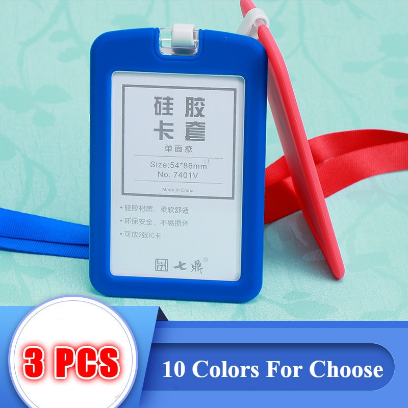 3/5pcs Credential Door Holders Credentials Holder Students Bus Card Case Lanyard Identity Badge Cards Cover Silicone Card Holder