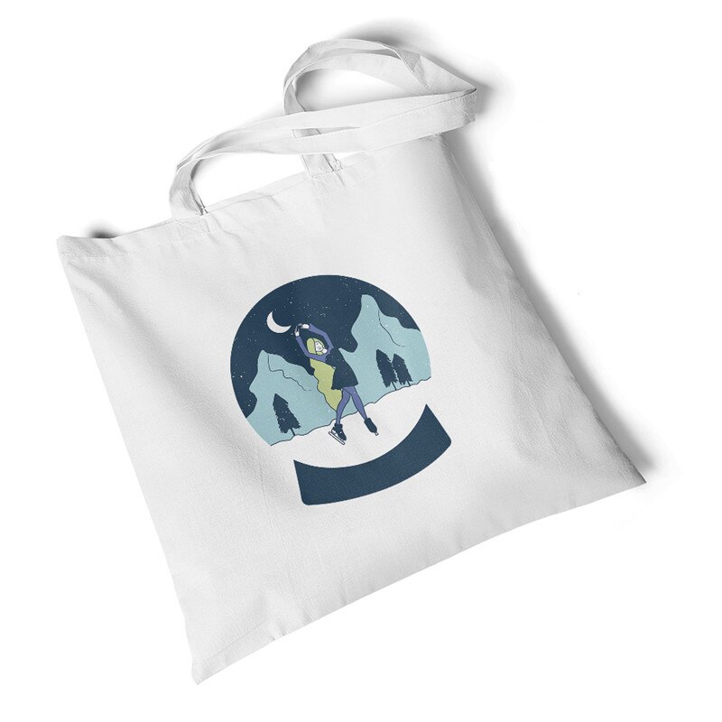 Karakter anime pige print kvinder lærred taske stor opbevaring rejsetaske håndtaske foldbar opbevaring indkøbstaske skuldertaske: Snebold pige
