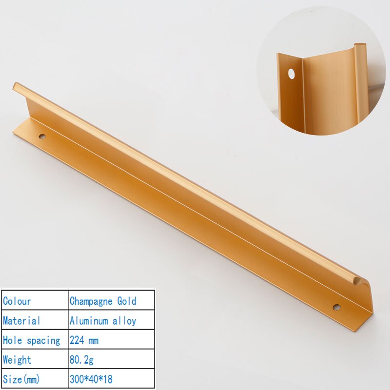 Poignées murales modernes et simples pour tiroirs, avec boucle de meubles décoratifs américains, haut de gamme: Gold 6814-256mm