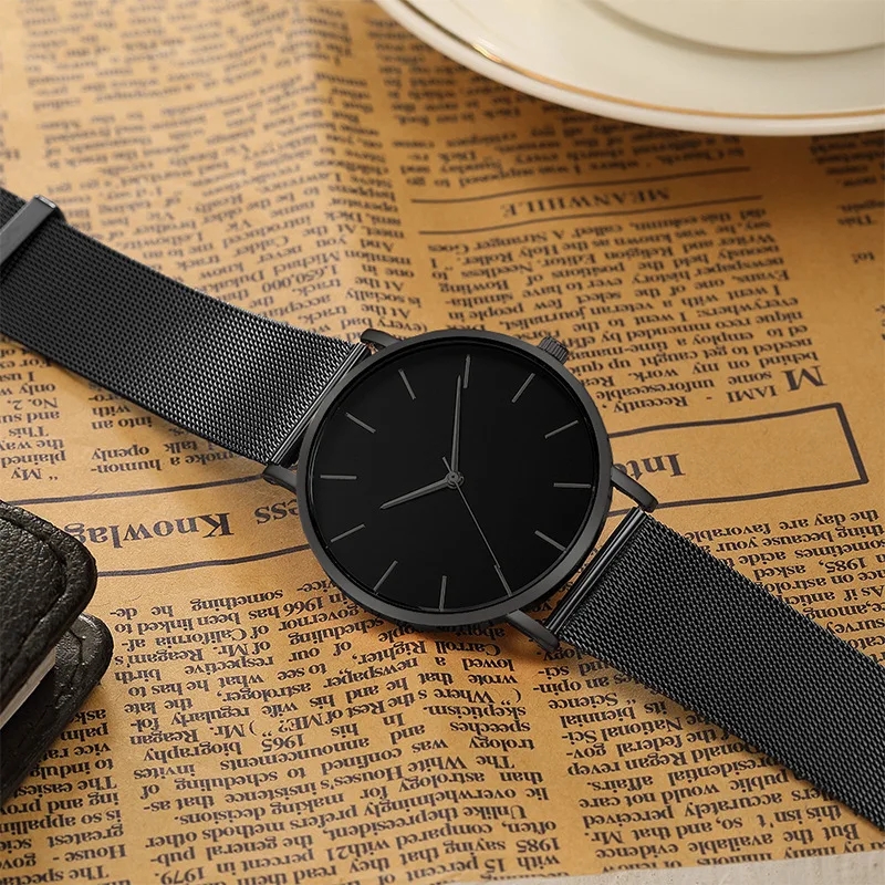 Ultra Dünne Kreative Schwarz Edelstahl Quarz Uhren Männer Einfache -Business Armbanduhr Uhr Männlich Relogios