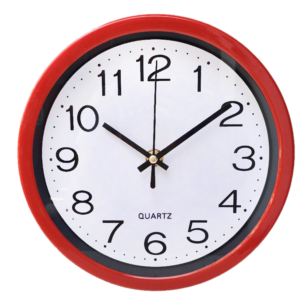 Office 8 Inch Time Living Room Home Quartz Silent Wall Clock Plastic Accurate Modern Round Decorative Battery Operated