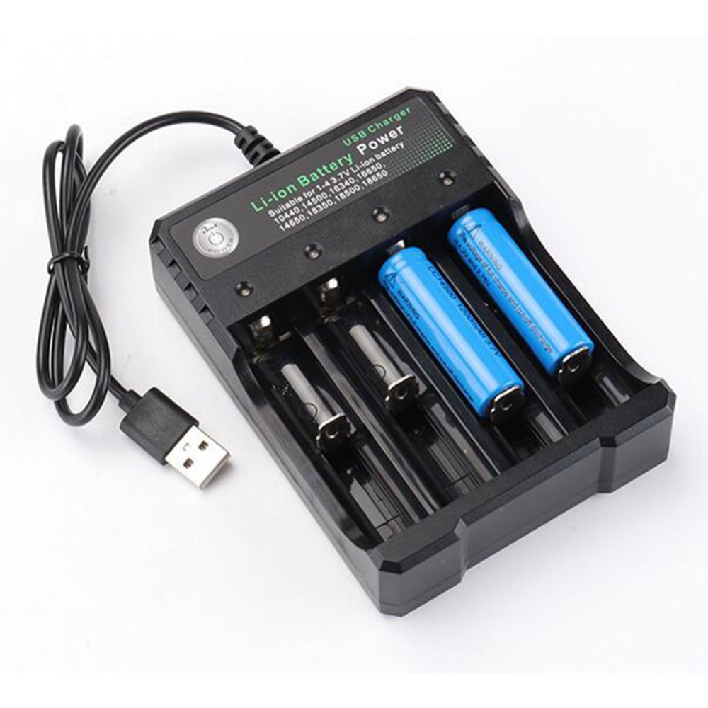 2 3 4 Slots 18650 Battery Charger 3.7V Portable Rechargeable Charger Lithium For 26650 18700 17670 16340 14500 10440 Batteries: Blue