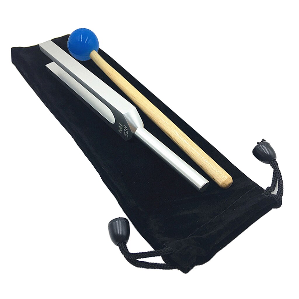 Aluminum Alloy 528Hz Tuning Fork w/ Mallet for Meditation Prayer Yoga Silver