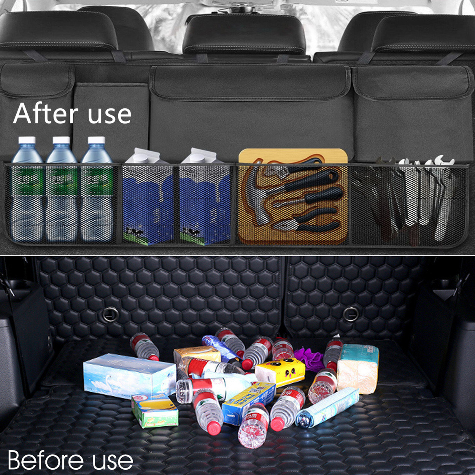 Car Trunk Organizer Seat Back Hanging Organizer Car Backseat Tidy Storage Bag Large Capacity for Sedan Wagon Minivan MPV SUV