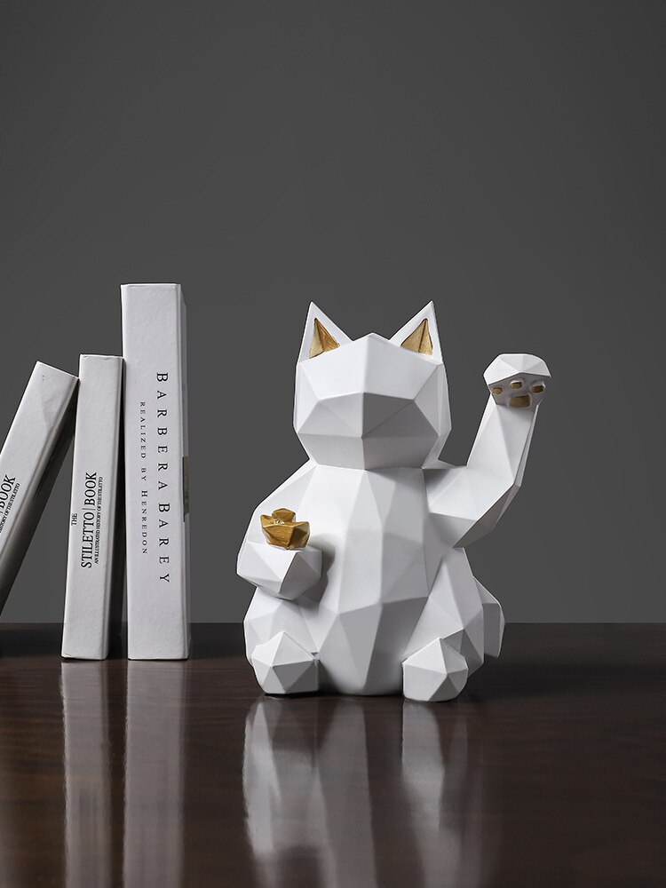 Noord-europa Eenvoudige Lucky Cat Hars Dier Ornamenten Woonkamer Veranda Shop Ornamenten Zachte Decoratie Proces
