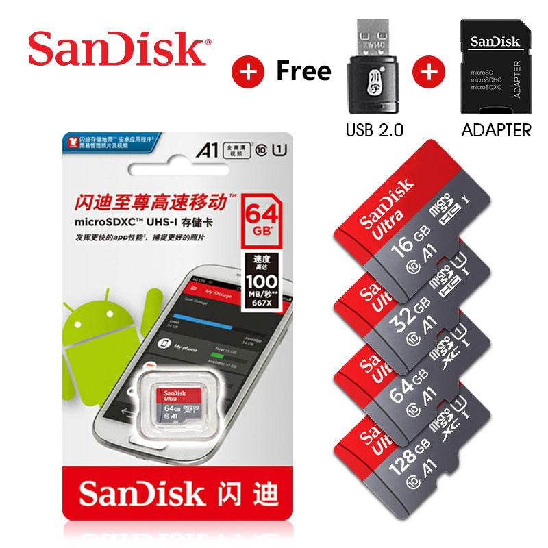 SanDisk Micro SD Card 16GB 32GB 64GB 128GB 256GB Memory Card C10 U1 A1 Flash TF micro sd card for Phone Computer SDXC SDHC