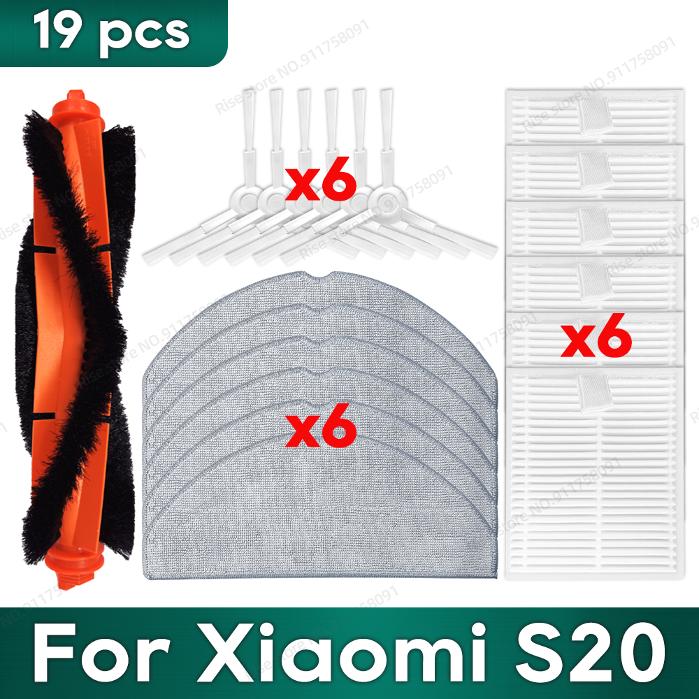 Compatibel voor Xiaomi S20 (D106) Accessoires Hepa Filter Hoofdrolborstel Mop Doek Reserveonderdelen: Licht Groen