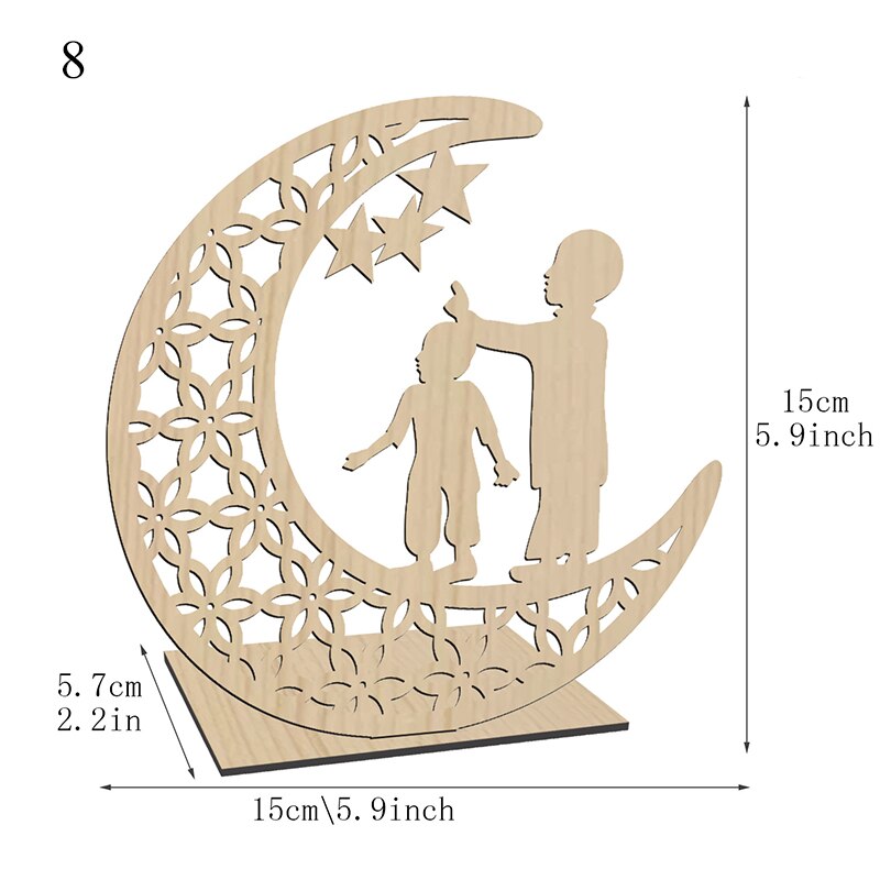 Eid Al-Fitr Decorations Wooden Crafts Carving Home Decorations Detachable Decorative Cartoon Handicraft Ornaments: 8