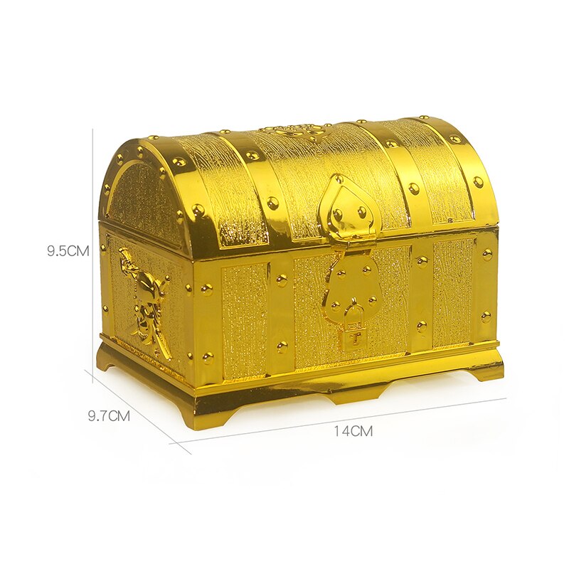 Doldoly Piraat Schatkist Doos Sieraden Opbergdoos Case Home Decoratieve Slaapkamer Opslag Speelgoed Box Party Gunsten Props: golden chest I