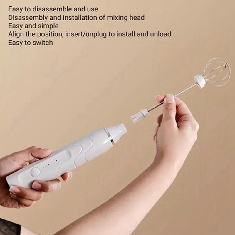 Electric Hand Mixer USB Handheld Foam Whisk Portable Milk Frother Cordless Egg Beater Cordless Electric Blender