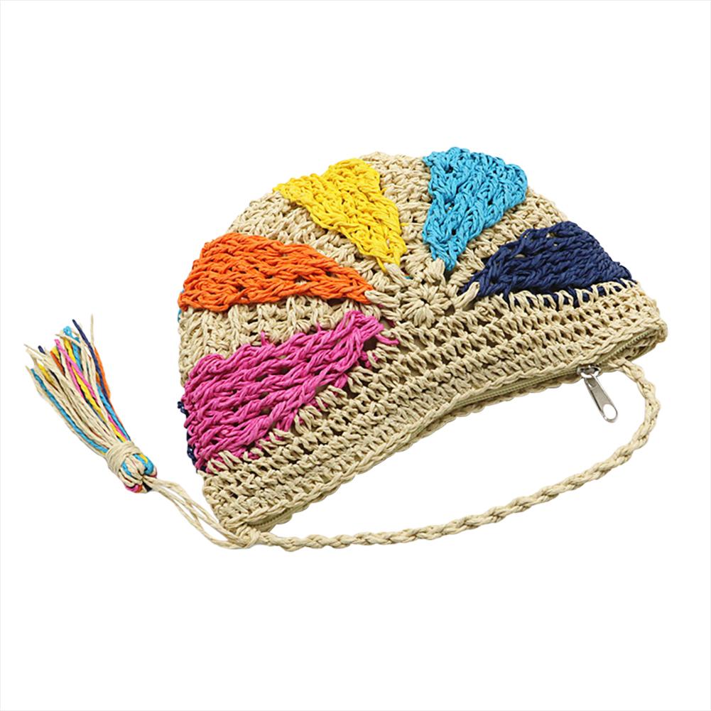 Dames schoudertas halfrond veelkleurige gehaakte strozak messenger geweven handtas bohemien stijl strandtassen